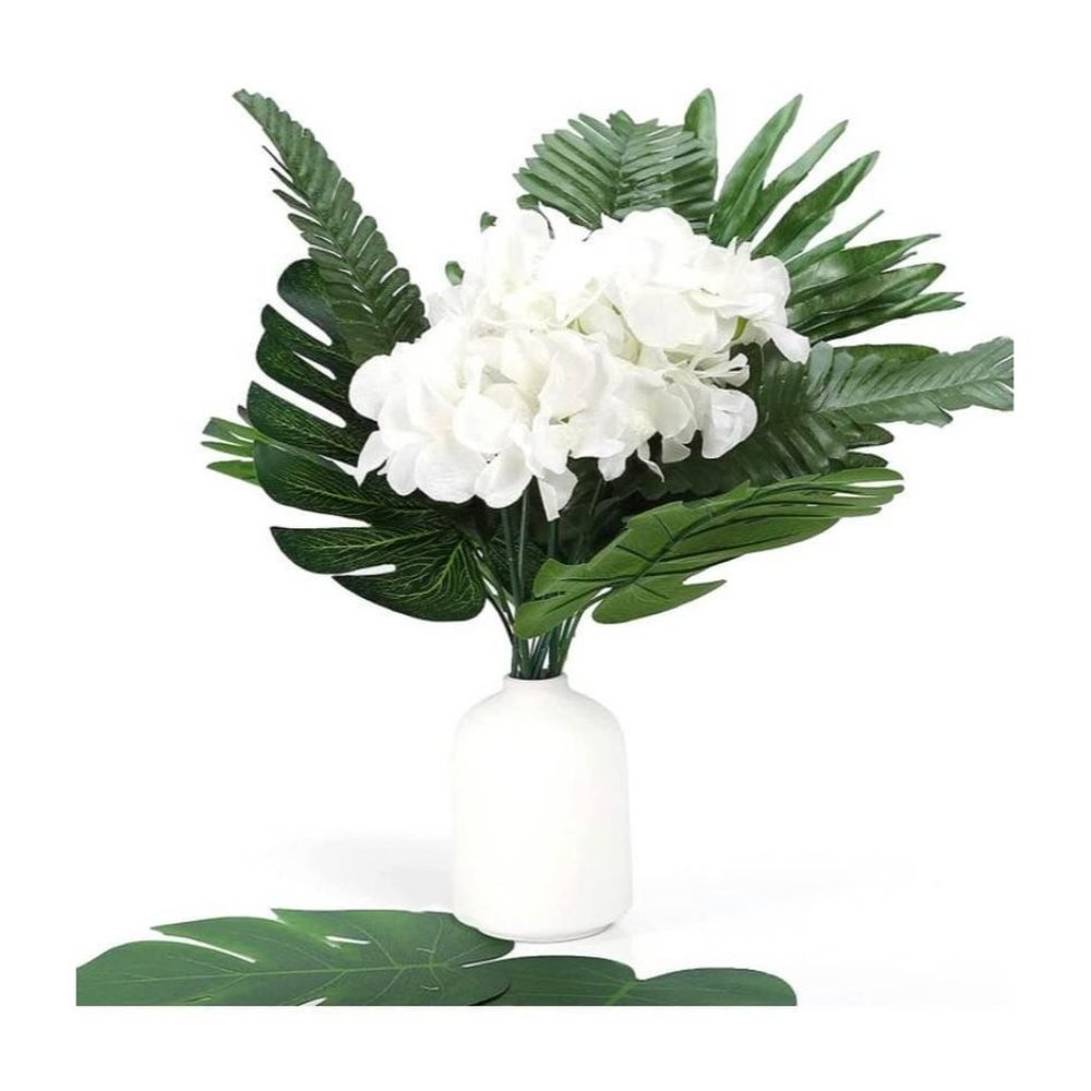 50 pieces | Jungle Tropical Leaves & White Hydrangeas Wedding Party Decor - Picture 2 of 6